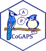 CoGAPS logo showing a stylized bird beside the letters A and P, the two CoGAPS output matrices.